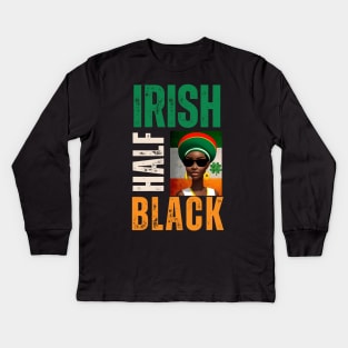 Half Irish Half Black St. Patricks Day Kids Long Sleeve T-Shirt